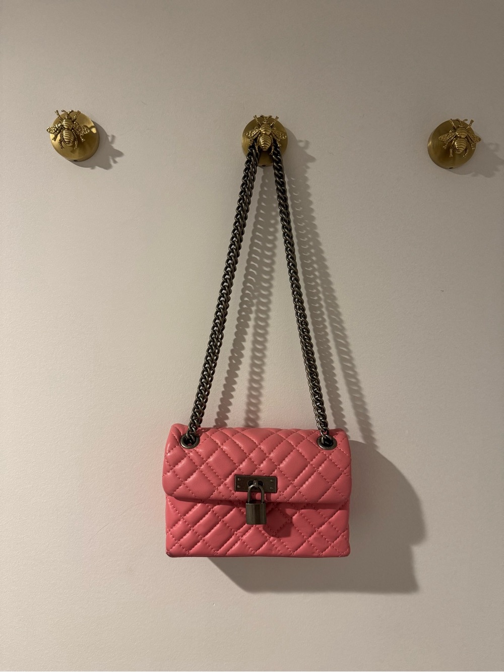 Kurt Geiger Mini Leather Brixton Lock Bag Pink